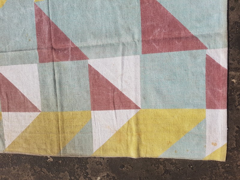 Vintage Printed Scandinavian Geometric Modern Pastel Kilim Rug 195x135 cm gallery