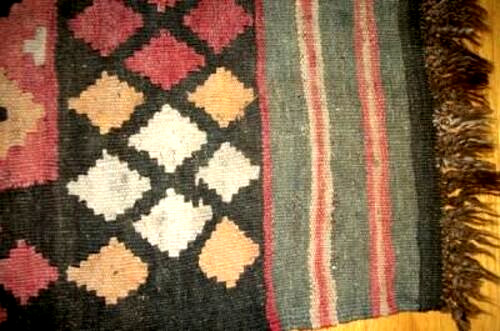 Antique Kilim Rug Turkish Handmade Fragment Woven Fringe Old Authentic Nomad gallery