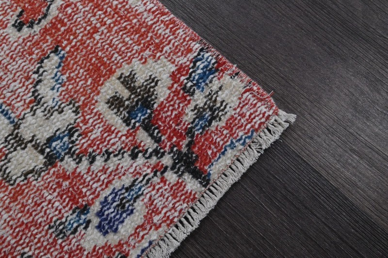 Oushak Turkish Doormat Rug 1x2 RED Anatolian Handmade Vintage Small Kilim Rug gallery