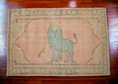 Lion Pattern Rug, Handmade Rug, Turkish Rug, Primitive Area Rug, Wall Rug, 4 x 6