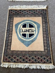 Handmade Lancia Car Logo Rug 2.7 x 3 ft – Pakistani Wool Carpet – Vintage Style