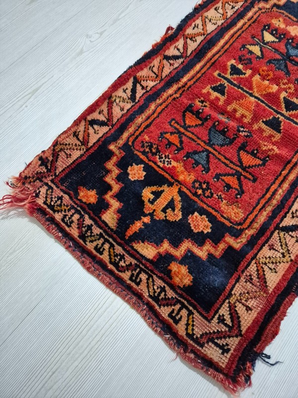 Antique Rug Pillow, Anatolian Small Rug, Auction,Kurdish Pillow Rug, Hand Woven gallery