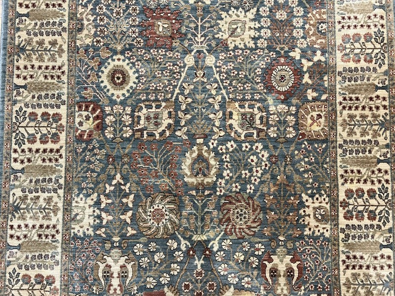 Belgium Power-Loomed Rug 5.6 x 7.6 Green and Cream Vintage Oriental Carpet gallery