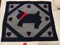 Early Homemade rug “ Scottie Dog” Primitive
