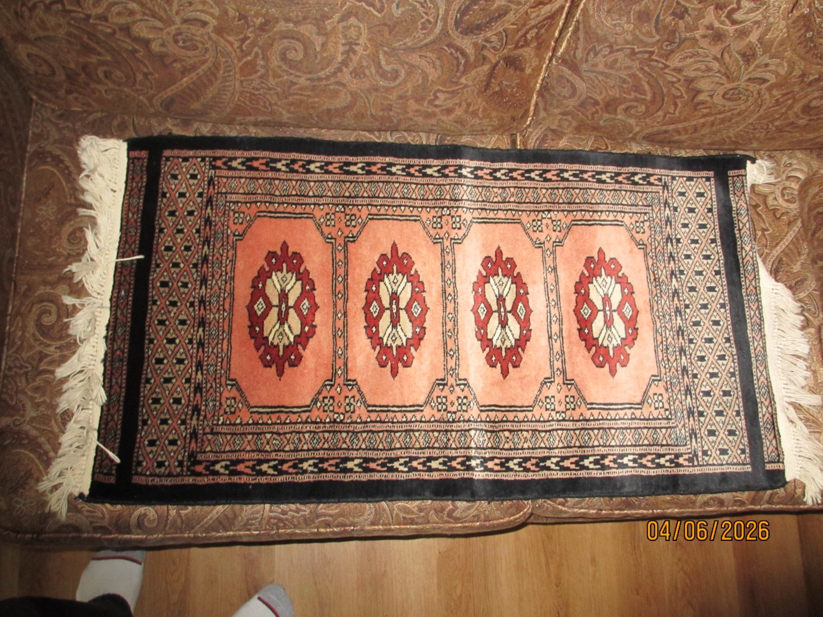 RARE HAND KNOTTED VINTAGE PAKISTANI BOUKHARA WOOL AREA RUG 36 X 19 gallery