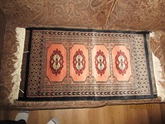 RARE HAND KNOTTED VINTAGE PAKISTANI BOUKHARA WOOL AREA RUG 36 X 19