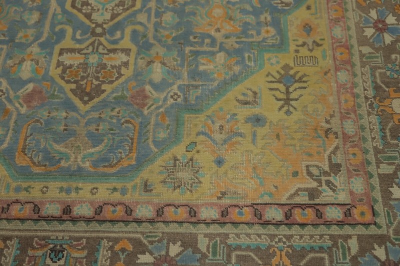 Distressed Blue Traditional Area Rug 6x10 ft Hand-knotted Wool Vintage Carpet gallery