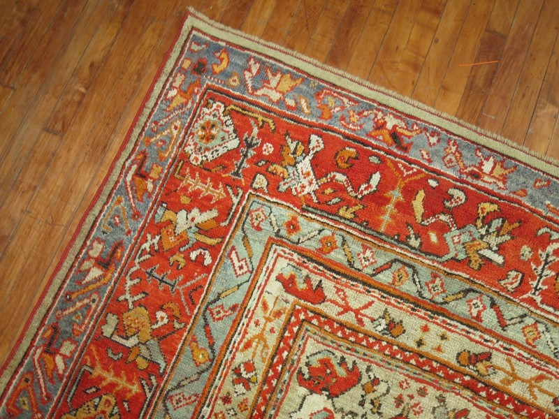 Antique Turkish Angora Oushak Ushak Rug 10'1''x11'1'' gallery