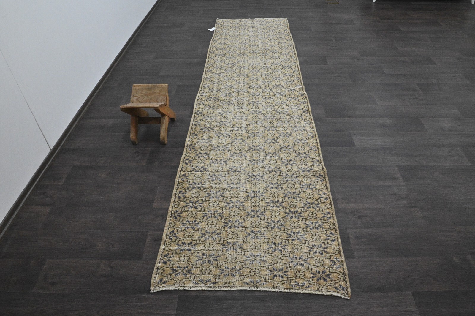 Vintage Turkish Runner Rug 3x11ft Wool Anatolian Handmade Hallway Oushak BEIGE gallery