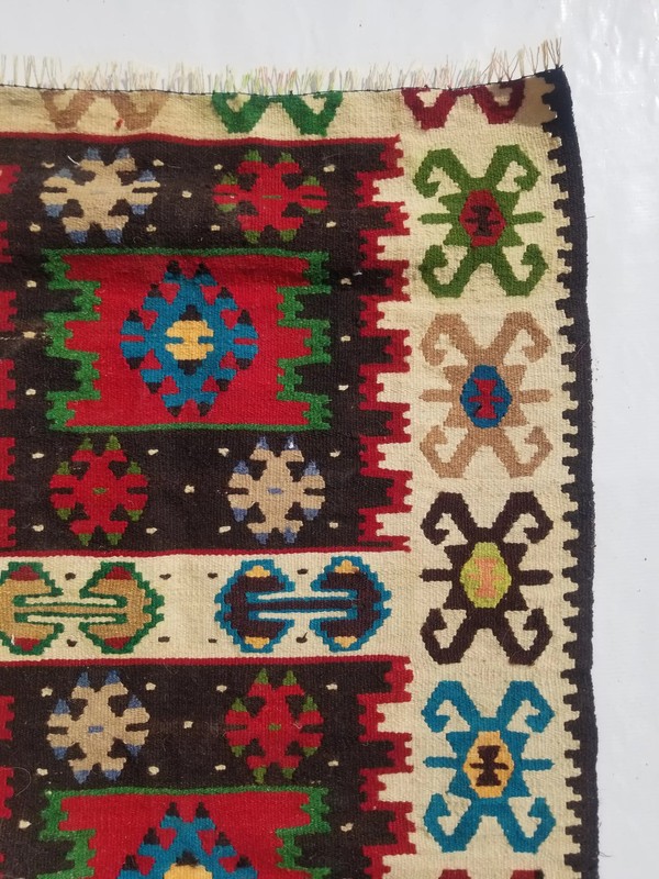 Vintage Traditional Handmade Turkish Anatolian Wool Multi Kilim Rug 4.4x2.3ft gallery