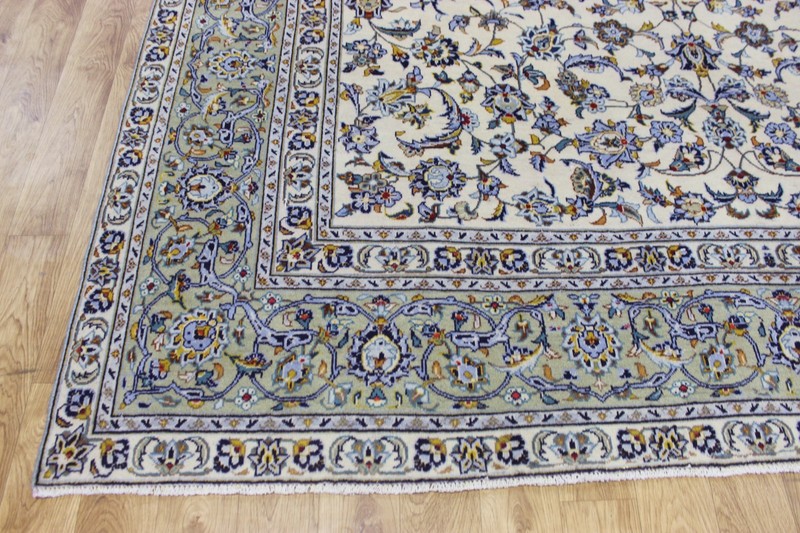 LARGE HANDMADE ORIENTAL KESHAN WOOL CARPET WITH SUPERB FLORAL 385 x 260 cm gallery