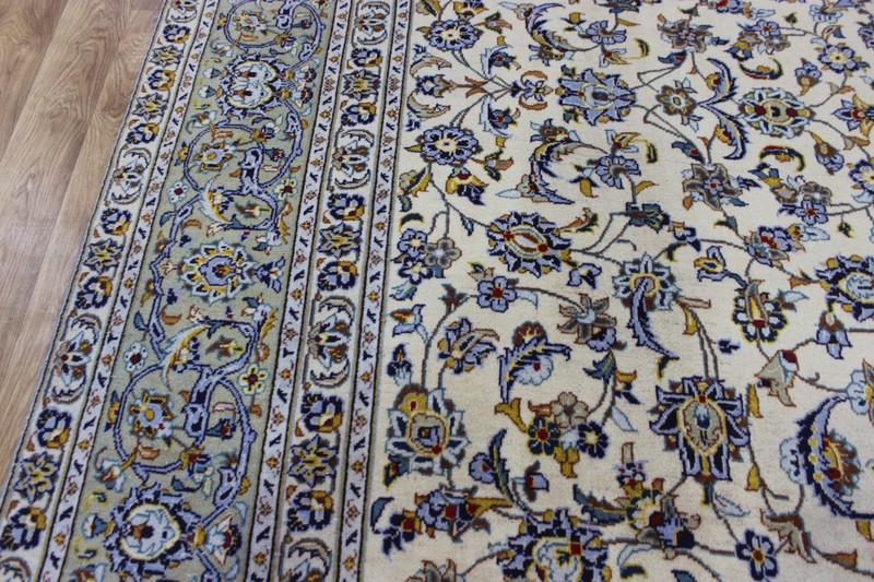 LARGE HANDMADE ORIENTAL KESHAN WOOL CARPET WITH SUPERB FLORAL 385 x 260 cm gallery