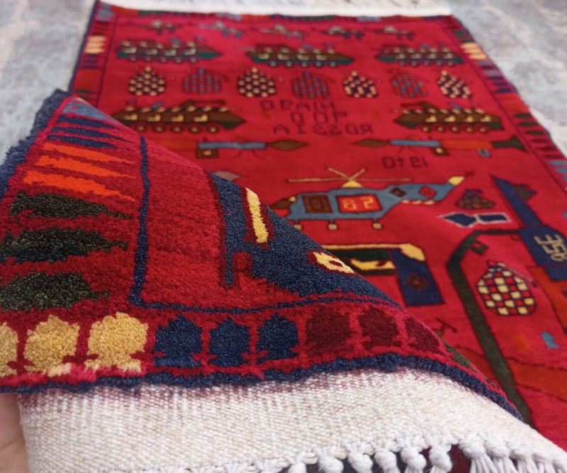 AR Handmade vintage Afghan tribal war rug balouchi area rug 132×87 cm gallery