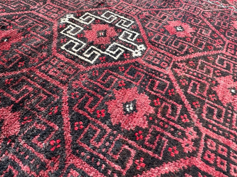 VINTAGE CLEANED BALUCHI RUG HANDMADE EASTERN WOOL TRIBAL RED CARPET 6' x 3'3" gallery