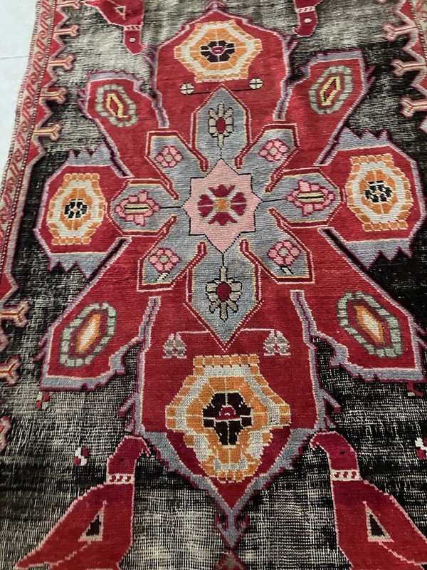 Antique Caucasion Lampa Karabagh Rug Runner 12’ X 3' 9” Wool Doves Early 20th gallery