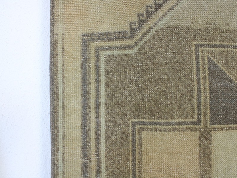 3x13 Beige Runner Rug, Handmade Turkish Rug, Vintage Geometric Rug, 3.1x12.5 Ft gallery