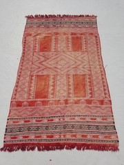 Vintage Traditional Handmade Tunisian Bakhnoug Wool Multi Kilim Rug 6.5×3.8ft