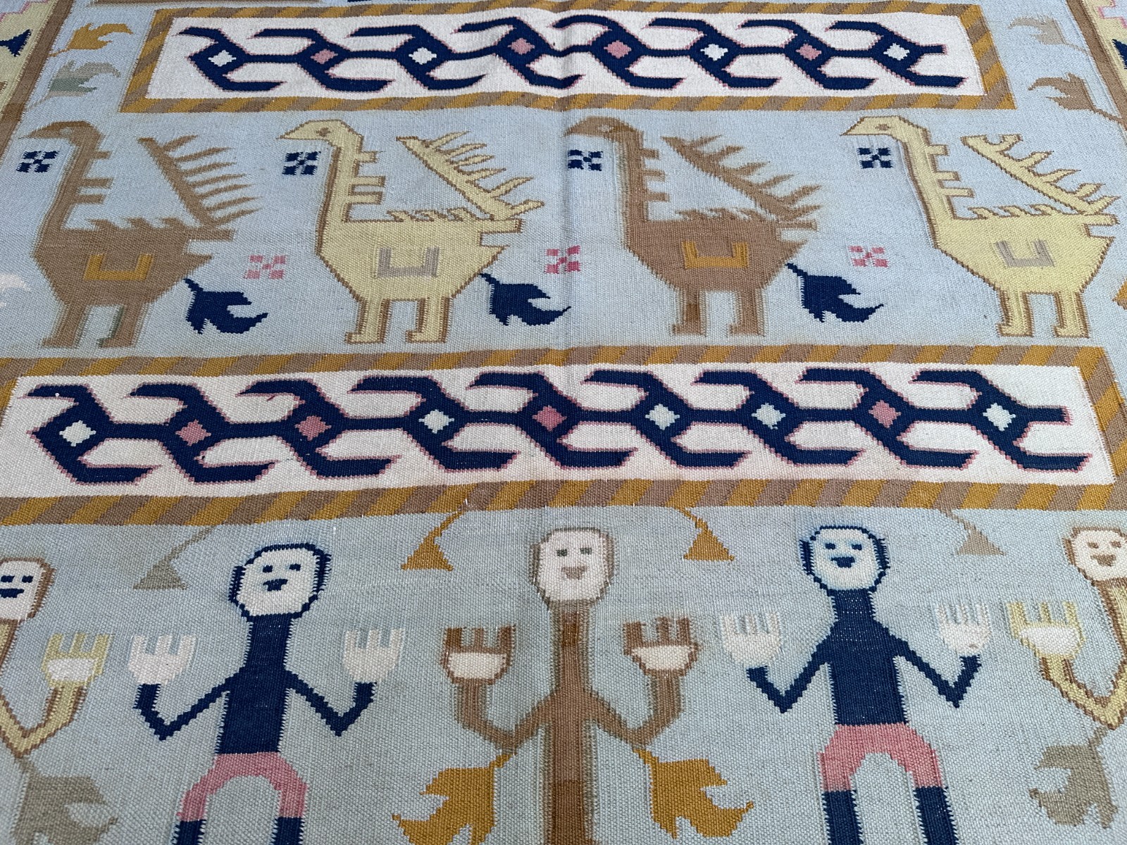 170 X 255 COLLECTORS' ITEM Vintage Stunning Pictorial with Portrait Tribal Kilim gallery