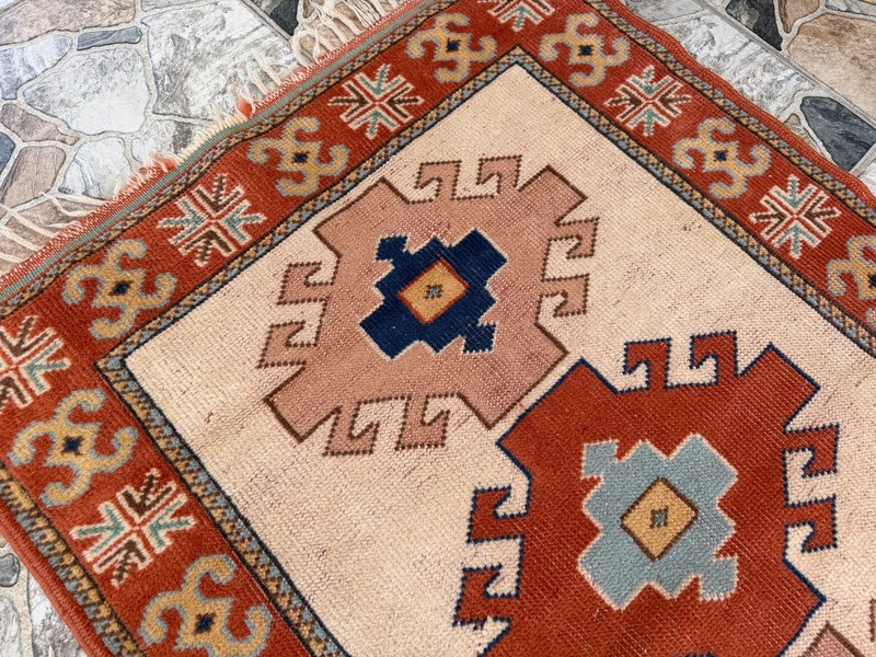 Small Distressed Kurdish Rug | Vintage Handwoven Tribal Accent Boho Wool Rug 3x4 gallery