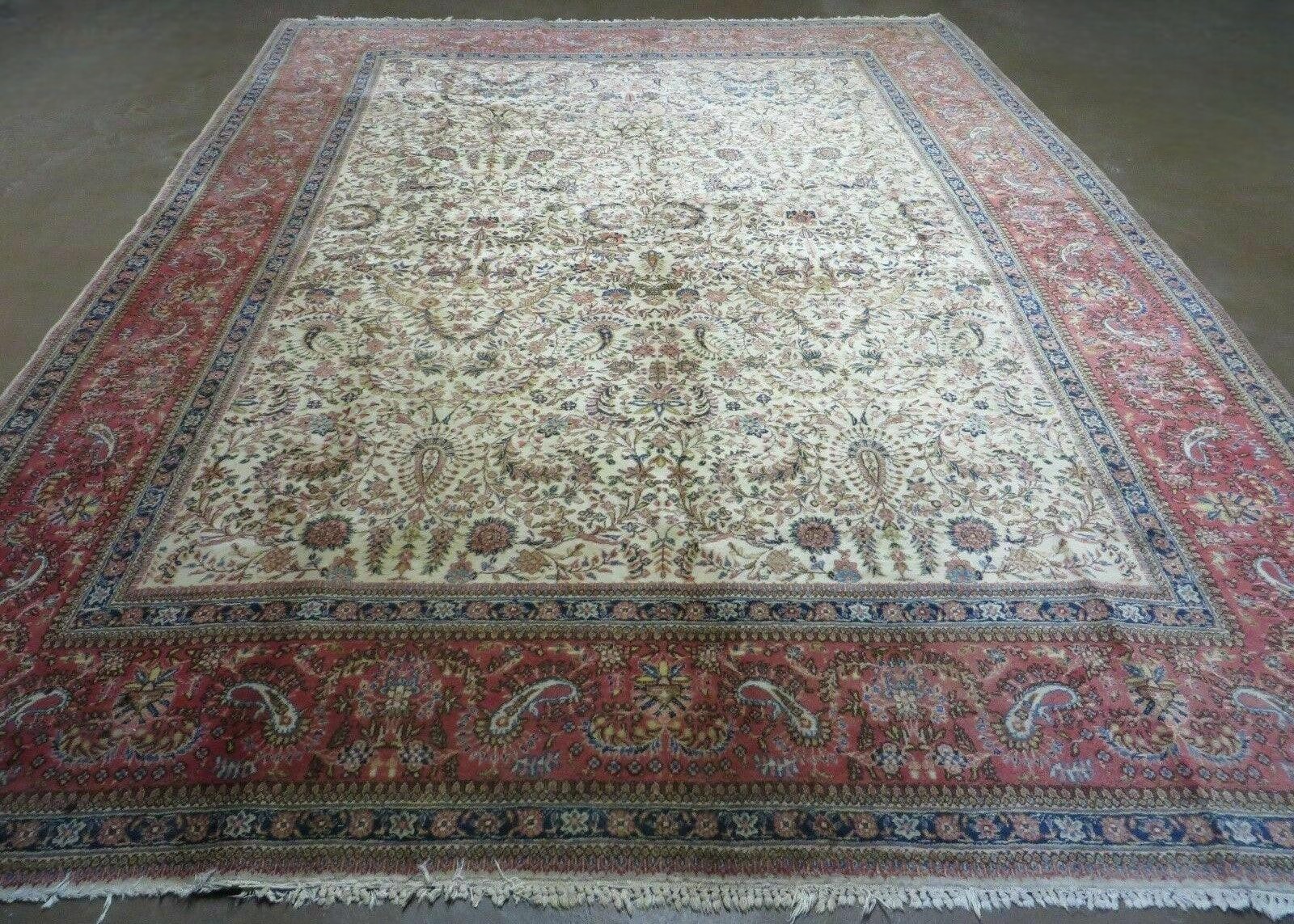 Per'sian Rug 8x10, Birds Boteh Paisleys, Cream and Red, Allover Pattern gallery