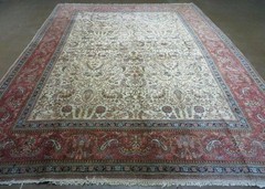 Per’sian Rug 8×10, Birds Boteh Paisleys, Cream and Red, Allover Pattern