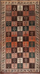 Checkered Traditional Area Rug 5×9 Vintage Hand-knotted Wool for Living Room
