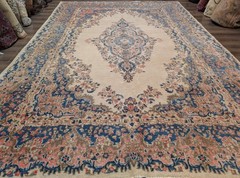 Per’sian Rug 9×12, Light Colors, Semi Antique, Oat Blue Pink, Hand Knotted