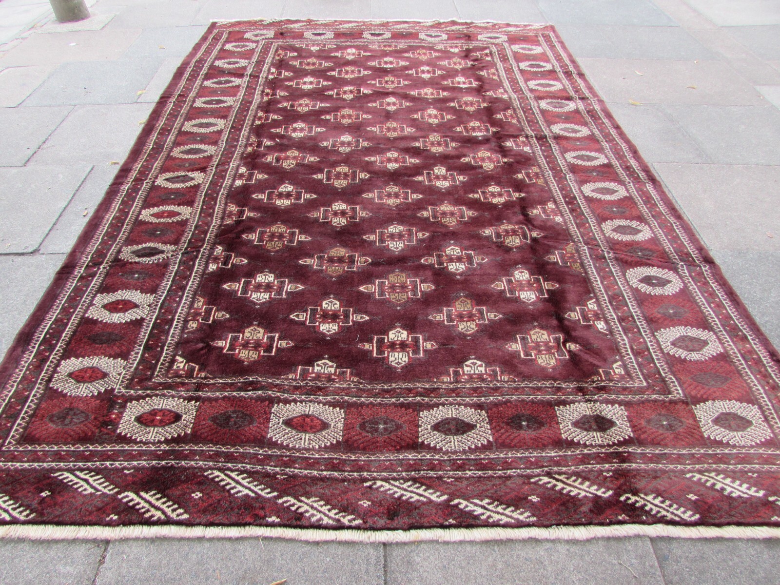 Vintage Hand Made Traditional Rug Oriental Wool Brown Maroon Carpet 332x223cm gallery