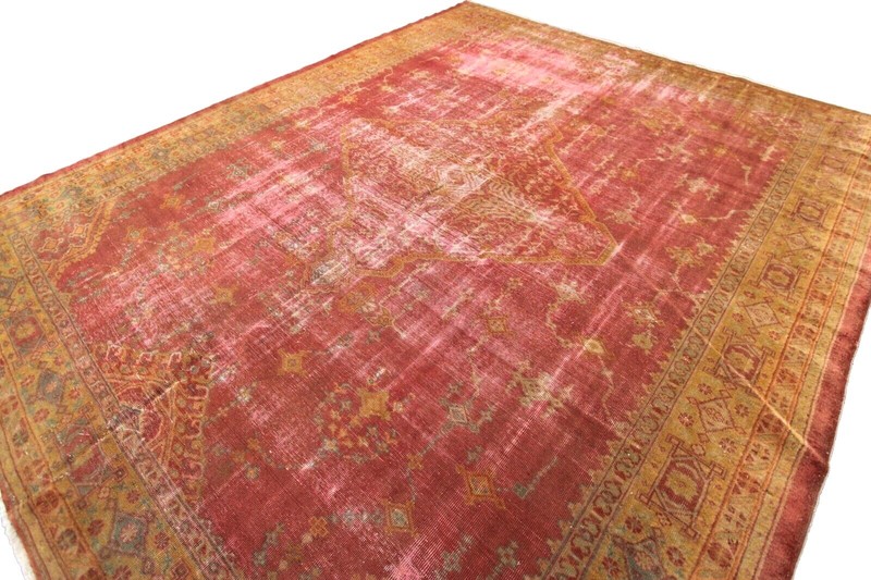 10x12 Rare Antique Turkish Oushak Rug "Shabby Chic" 300cm x 345cm c.1870 gallery