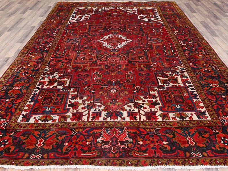 Exquisite Antique 1930-1940's Madder Root Red,Wool Pile Heriz Rug 8'2" x 11'10" gallery