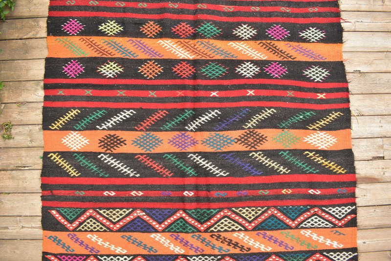 Kilim Old Rug 49''x143'' Handwoven Tribal Adana Kilim 4x11 Primitive Tent Rug gallery