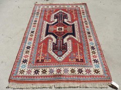 5x7ft. Handmade Vintage Caucasian Sewan Kazak Wool Rug