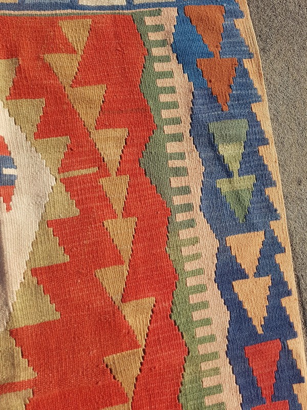 Vintage Traditional Handmade Turkish Wool Multicolor Kilim 5.2x3.6 ft gallery