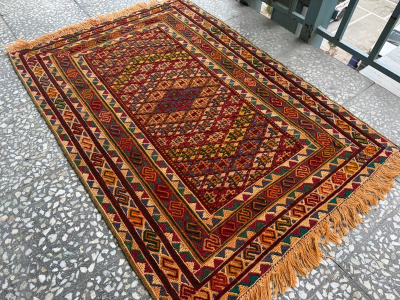 3x4 ft Antique Afghan Hand Knotted Area Rug Traditional Turkmen Oriental Carpet gallery