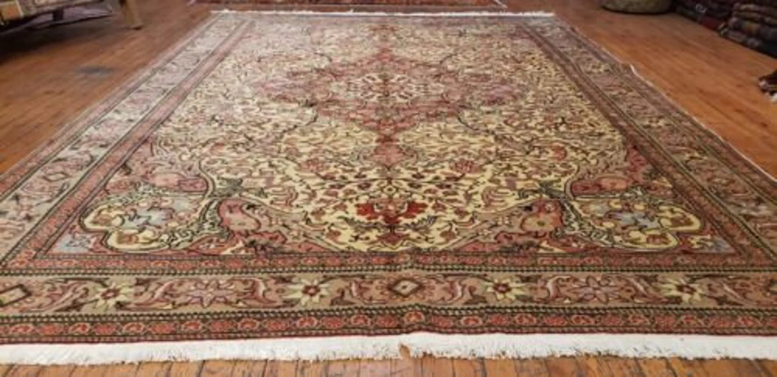 Beautiful Ca1900-1939s Antique Natural Color Wool Pile Hereke Area Rug 6'9"×9'8" gallery