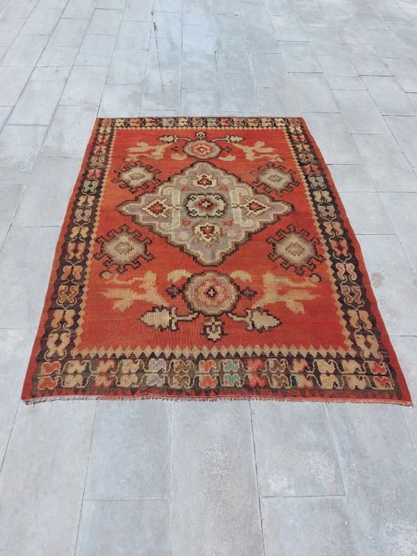 Recional Super Rare Antique Oushak Carpet Floral and Geometric Decor Rug gallery