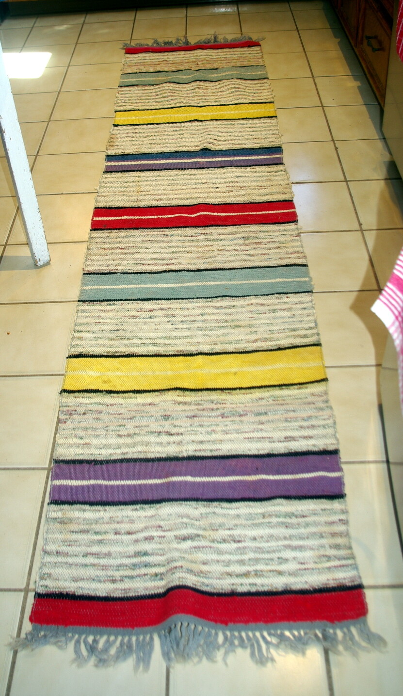 VINTAGE REVERSIBLE BRAIDED COTTON RAG RUG FARMHOUSE FABRIC gallery