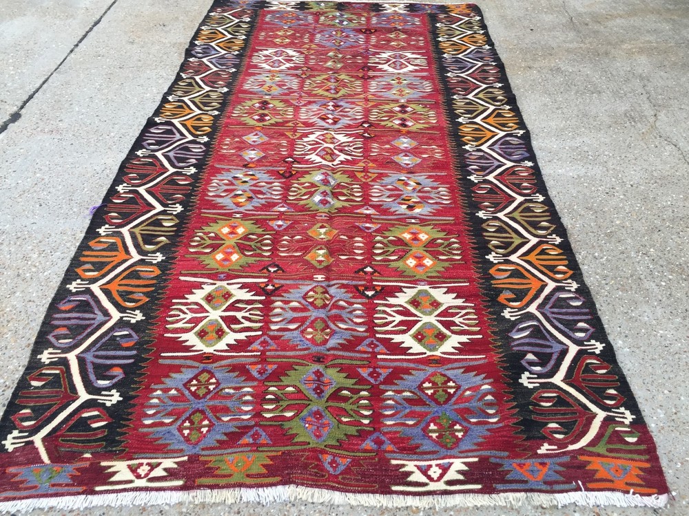 Vintage Turkish Kilim Kelim Rug 310x157 cm shabby chic wool, country home, boho