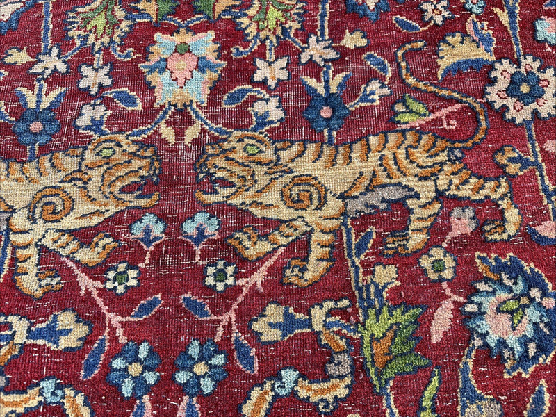 Auth: Antique Lavar Rug Spiral Tendril Classical Era Masterpiece 10x19 gallery