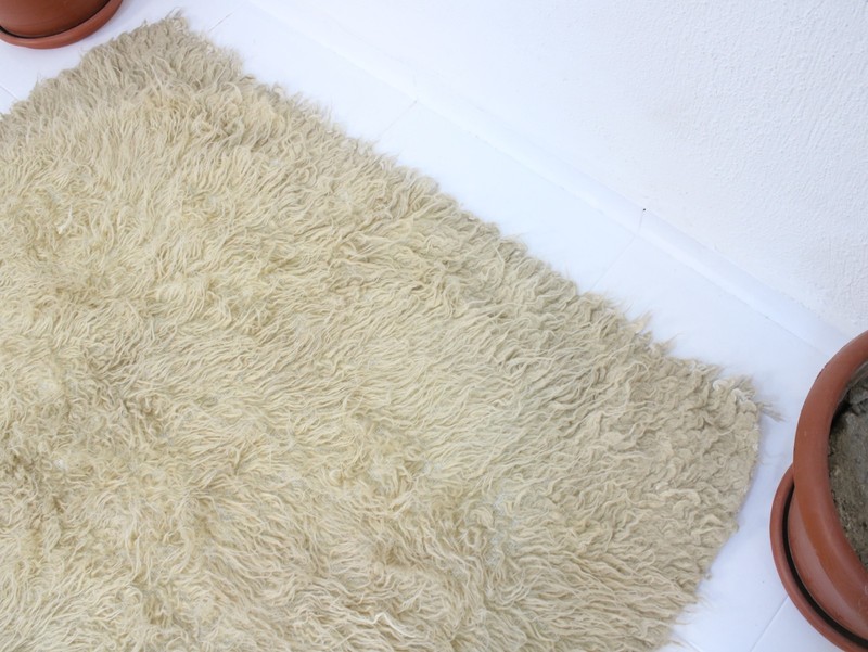 Genuine Sheepskin Area Rug Natural Wool Shag Throw Cream White 4.7x6.2 ft gallery