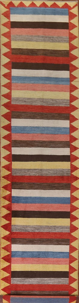 Vegetable Dye Pastel Color Gabbeh Long Runner Rug 3x19 Hand-knotted Wool Carpet