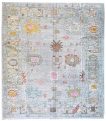 Vintage Turkish Oushak Rug, Beige 9X12 ft, Handmade Wool, Bohemian Anatolian
