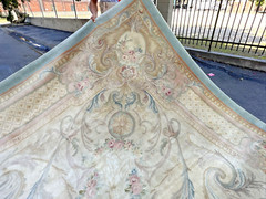 Auth:  Antique French Savonnerie Palatial Legendary KINGS Rug Aqua 17×22