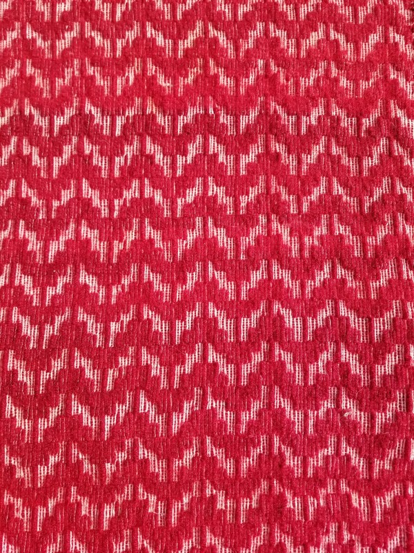 Vintage American Handmade Jacquard Loom Reversible Wool Red Blanket 6.6x4.5 ft gallery