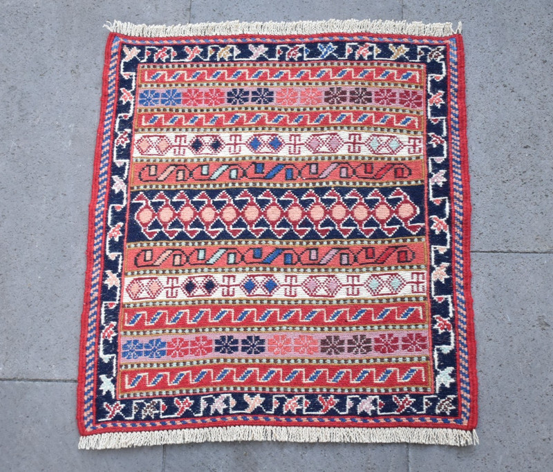 Soumak Rug 20'' x 21'' Fine Quality Soumak Woven Rug Small Wool Chair Rug gallery
