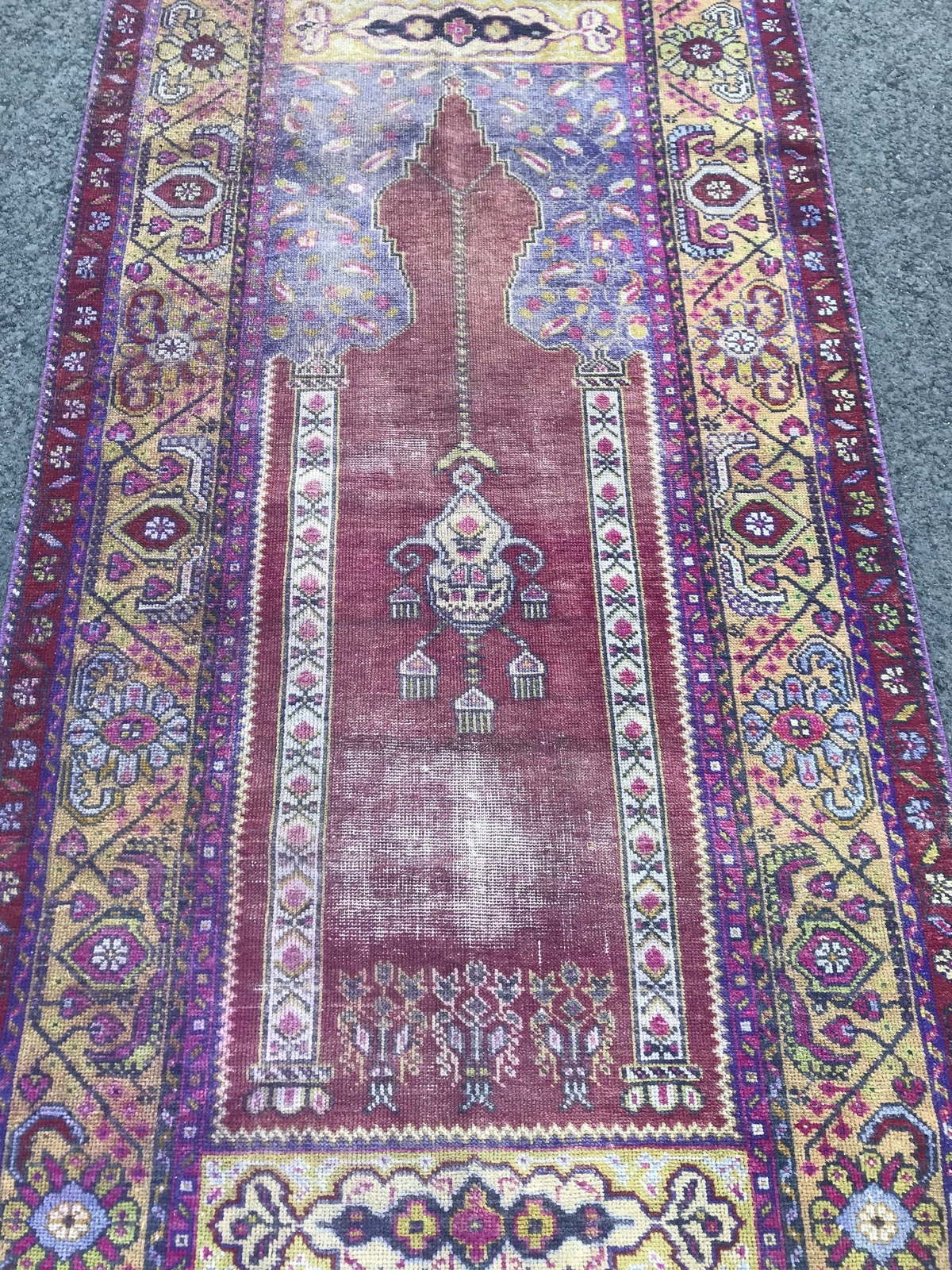 3.6x7.3 Large Vintage Purple Turkish Oushak Wool Rug gallery