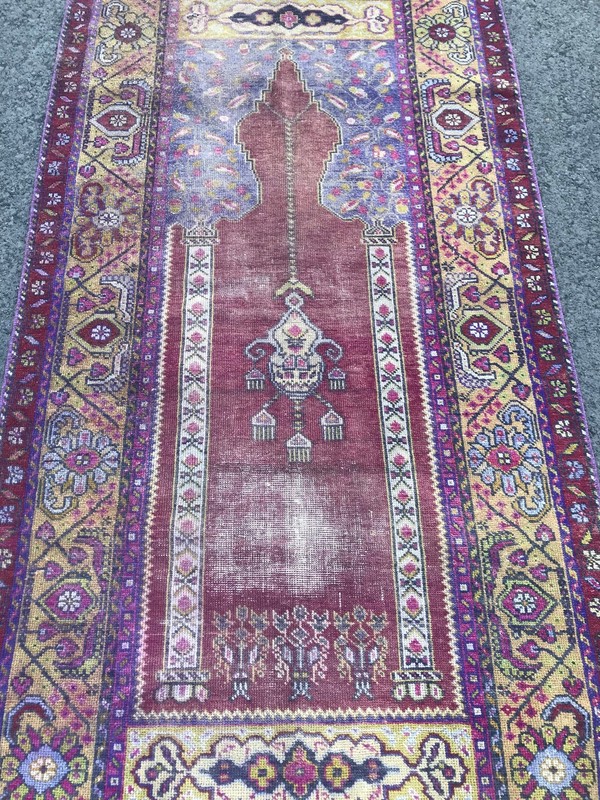 3.6x7.3 Large Vintage Purple Turkish Oushak Wool Rug gallery