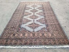 Vintage Distressed Hand Made Traditional Oriental Wool Grey Rug 122x77cm