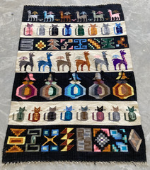 Vintage Handmade Peruvian Pictorial Multicolor Kilim Rug Carpet 151×104 cm
