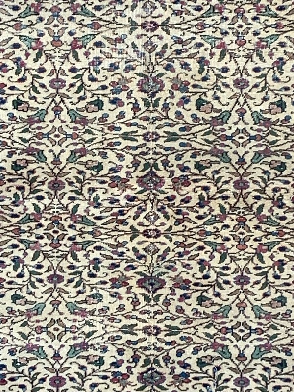 Vintage Square Turkish Rug 237x198 cm, Tribal Wool Carpet Large gallery